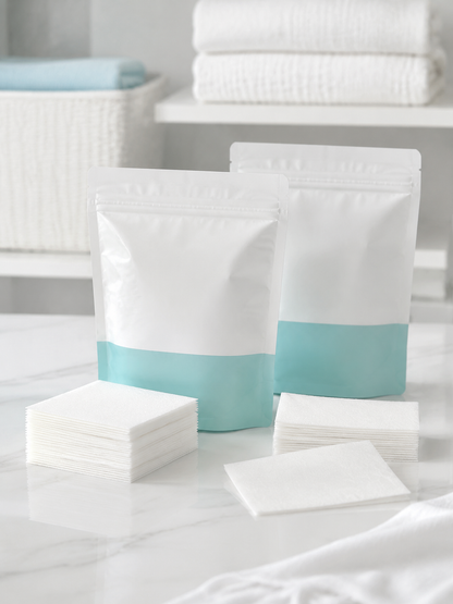 Two-pack of laundry whitening sheets with 100 sheets total